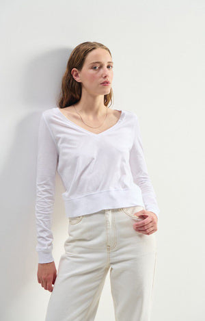 Tricou maneca lunga femei, in V, American Vintage